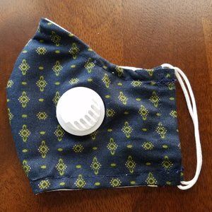 Face Mask ADULT Airflow Valve Navy and Yellow